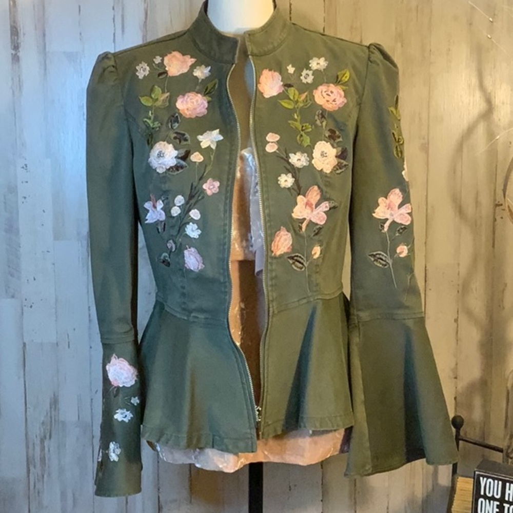 INC embroidered floral jacket. Size medium